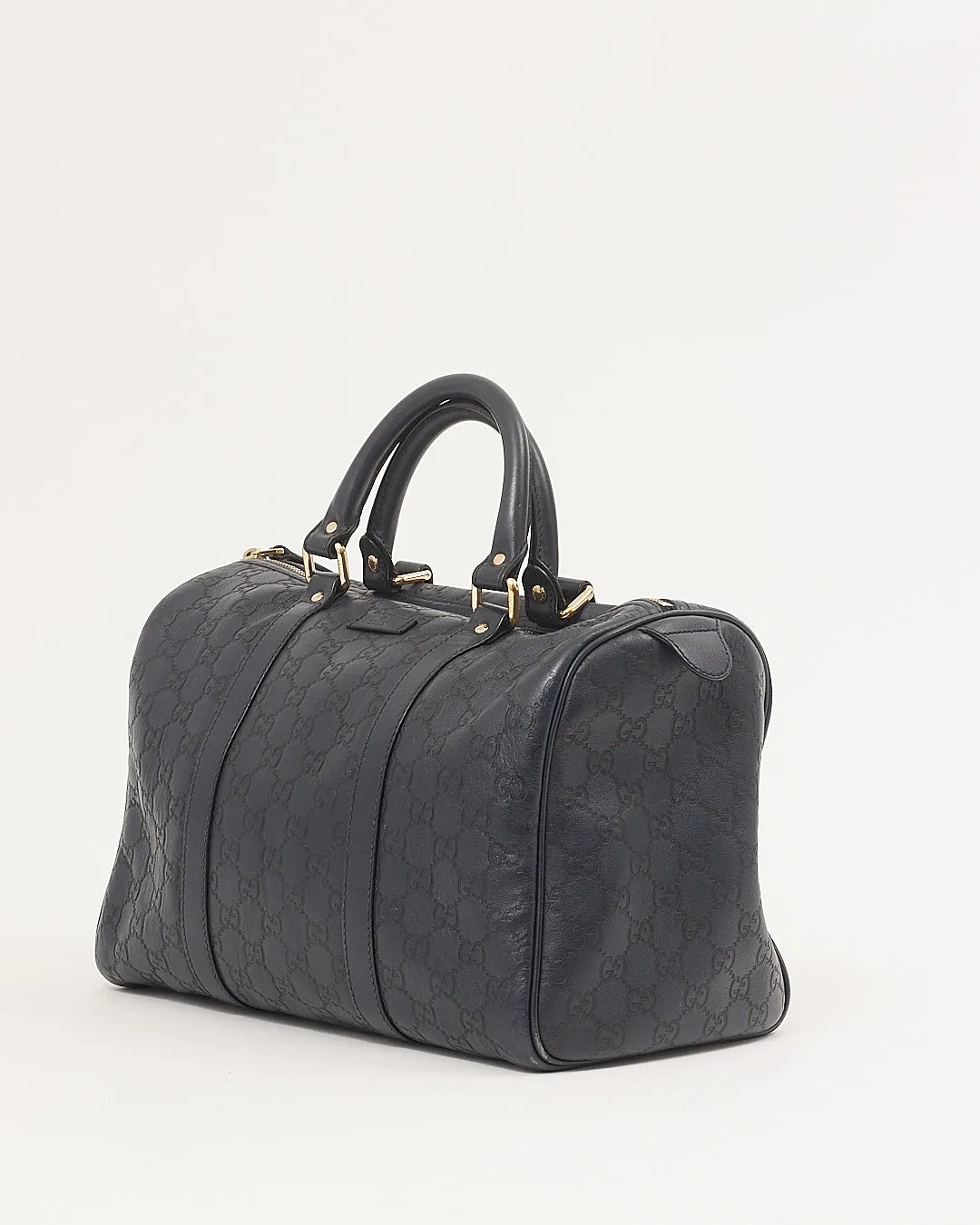 Gucci Navy GG Leather Boston Top Handle Bag